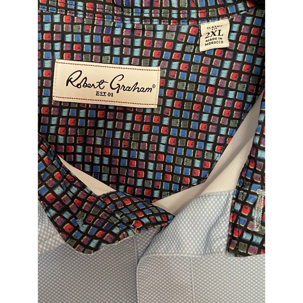 Robert Graham Performance Golf Polo Shirt Classic Mens 2xl Blue Short Sleeve